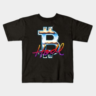 Bitcoin Logo 80's Rainbow Horizon HODL BTC Crypto Bitcoin Kids T-Shirt